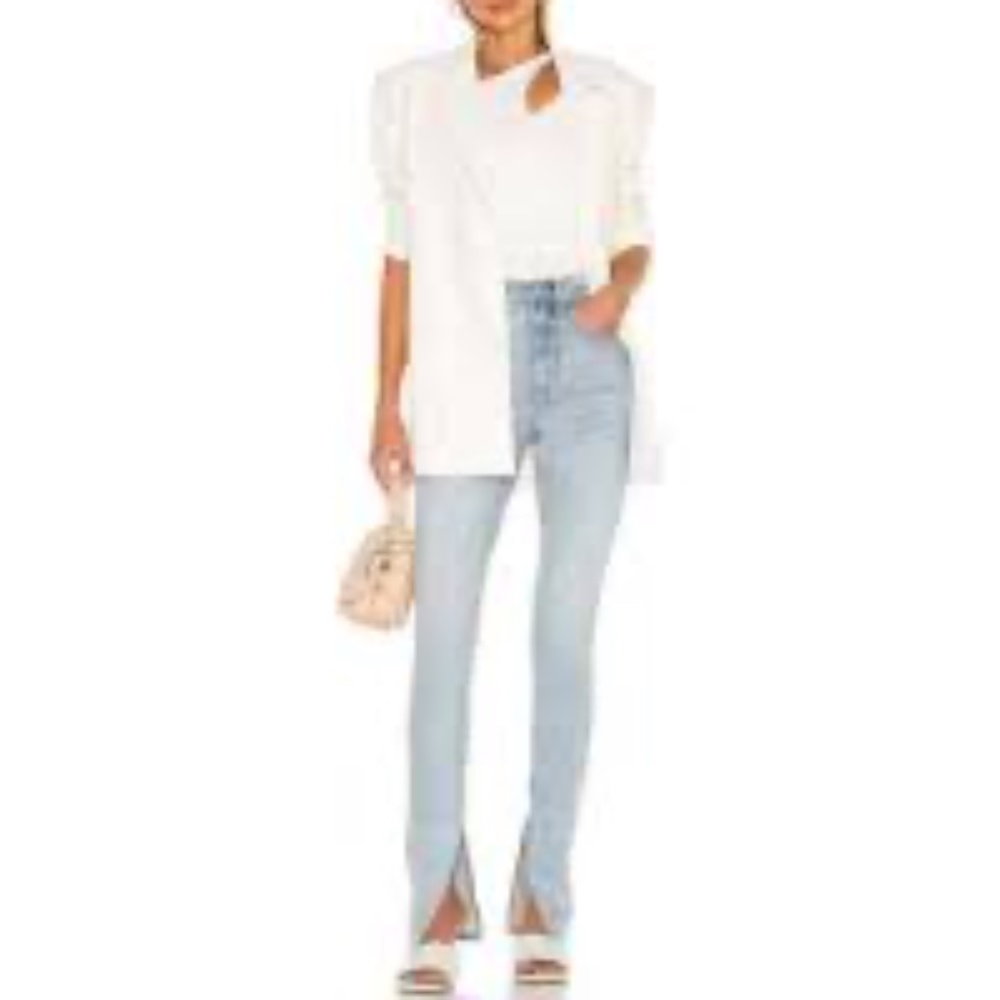 WeWoreWhat denim Stiletto Slit Studio light wash high waisted jeans 28